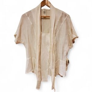 NWT BIRD BY JUICY COUTURE VinVella Silk Blend Ivory Blouse w/ Ties  - XL